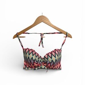 Victoria's Secret Pink and Black Patterned Bathing Suit Top